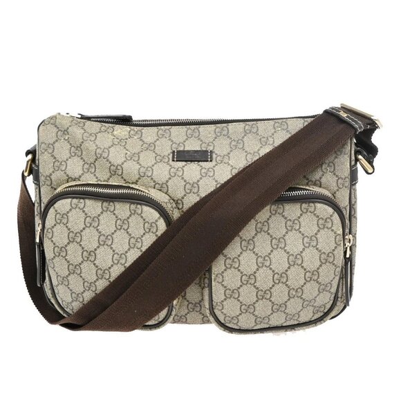 Gucci Handbags - Gucci GG Supreme Crossbody Shoulder Bag Leather Brown Beige Italy